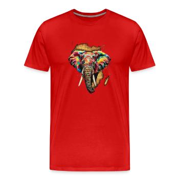 Afrique Éléphant Safari Jungle Art - T-shirt bio Premium Homme - rouge - Devant - Damien (186cm)