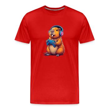 Capybara Gaming Abenteuer Für Gamer Fans - Männer Premium Bio T-Shirt - Rot - Vorne - Damien (186cm)