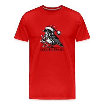Schnaps Drossel Vogel Weihnachten - Männer Premium Bio T-Shirt - Rot - Vorne - Damien (186cm)