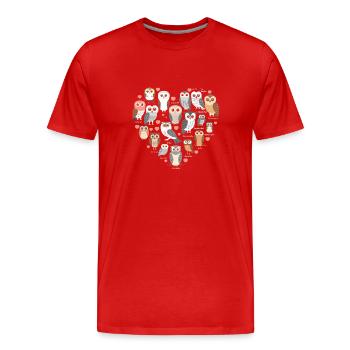 Cute owl with heart for owl lovers - Men's Premium Organic T-Shirt - red - Front - Damien (186cm)