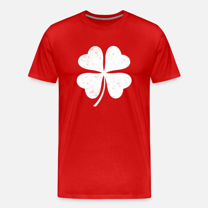 Weißes Kleeblatt - Männer Premium Bio T-Shirt - Rot