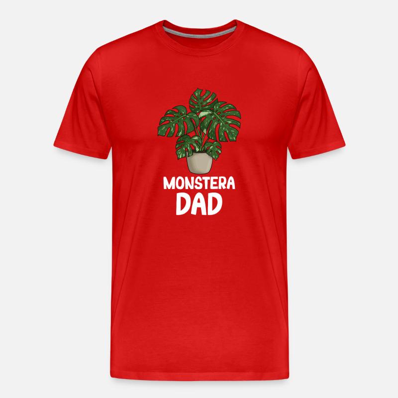 Monstera Dad - Männer Premium Bio T-Shirt - Rot