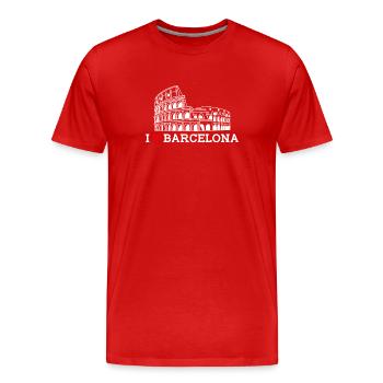 I love Barcelona Lover Tourist Colosseum Spanien Wortspiel - Männer Premium Bio T-Shirt - Rot - Vorne - Damien (186cm)