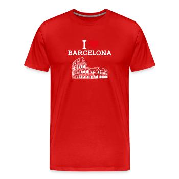 I Love Barcelona Cool Heart Flagge Kolosseum Spanien - Männer Premium Bio T-Shirt - Rot - Vorne - Damien (186cm)
