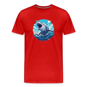 Grands requins blancs Grand requin blanc - T-shirt bio Premium Homme - rouge - Devant - Damien (186cm)