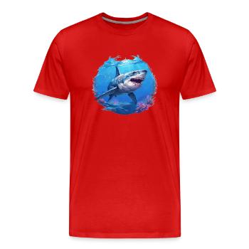 Grands requins blancs Grand requin blanc - T-shirt bio Premium Homme - rouge - Devant - Damien (186cm)