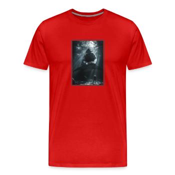 Grands requins blancs Grand requin blanc - T-shirt bio Premium Homme - rouge - Devant - Damien (186cm)