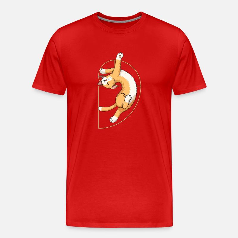 Fibonacci Spiral Cat - Männer Premium Bio T-Shirt - Rot