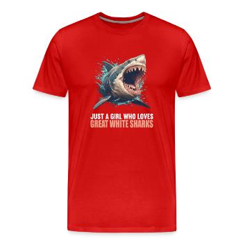 Weiße Haie Weißer Hai - Männer Premium Bio T-Shirt - Rot - Vorne - Damien (186cm)