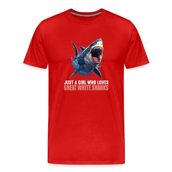 Weiße Haie Weißer Hai - Männer Premium Bio T-Shirt - Rot - Vorne - Damien (186cm)