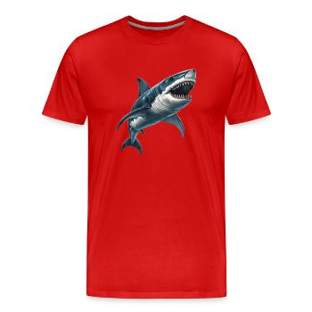 Haie Hai - Männer Premium Bio T-Shirt - Rot - Vorne - Damien (186cm)