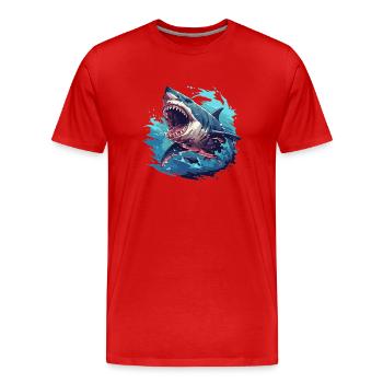 Haie Hai - Männer Premium Bio T-Shirt - Rot - Vorne - Damien (186cm)