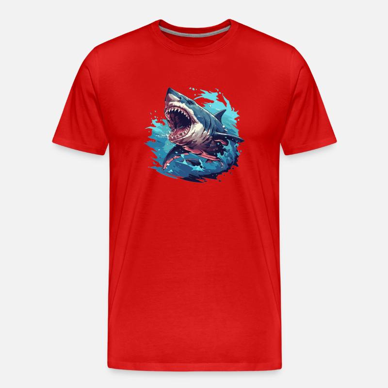 Haie Hai - Männer Premium Bio T-Shirt - Rot