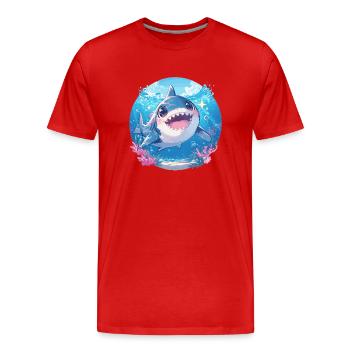 Haie Hai - Männer Premium Bio T-Shirt - Rot - Vorne - Damien (186cm)