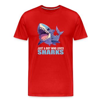 Haie Hai - Männer Premium Bio T-Shirt - Rot - Vorne - Damien (186cm)