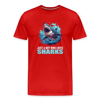 Haie Hai - Männer Premium Bio T-Shirt - Rot - Vorne - Damien (186cm)