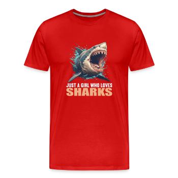 Haie Hai - Männer Premium Bio T-Shirt - Rot - Vorne - Damien (186cm)