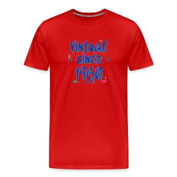 Vintage Since 1960 Graffiti Glitch Retro Hip-Hop - Men's Premium Organic T-Shirt - red - Front - Damien (186cm)