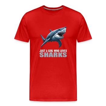 Haie Hai - Männer Premium Bio T-Shirt - Rot - Vorne - Damien (186cm)