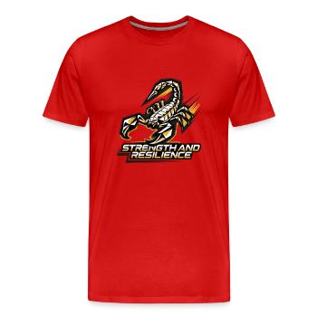 FORCE ET RÉSILIENCE - T-shirt bio Premium Homme - rouge - Devant - Damien (186cm)