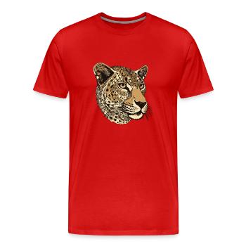 Gepard Portrait - Männer Premium Bio T-Shirt - Rot - Vorne - Damien (186cm)