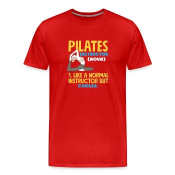 Entraîneur de Pilates Nomen Cool And Loose - T-shirt bio Premium Homme - rouge - Devant - Damien (186cm)