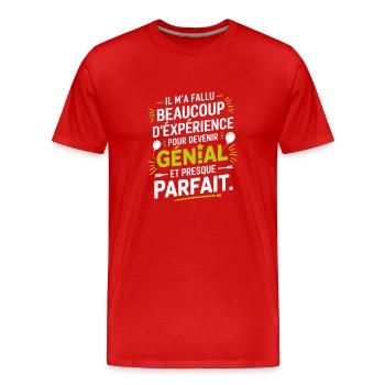 Die Erfahrung hat mich ausgezeichnet gemacht. - Männer Premium Bio T-Shirt - Rot - Vorne - Damien (186cm)
