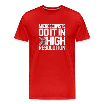 Passionné de microscope Technicien de laboratoire Science - T-shirt bio Premium Homme - rouge - Devant - Damien (186cm)