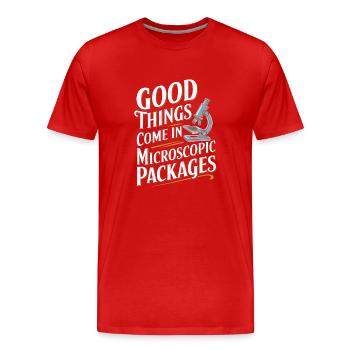 Passionné de microscope Technicien de laboratoire Science - T-shirt bio Premium Homme - rouge - Devant - Damien (186cm)