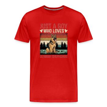 Just A Boy Who Loves German Shepherds - Männer Premium Bio T-Shirt - Rot - Vorne - Damien (186cm)