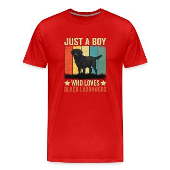 Just A Boy Who Loves Black Labradors - Männer Premium Bio T-Shirt - Rot - Vorne - Damien (186cm)