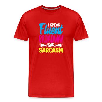 Amateur de comédie musicale : Je parle Broadway - T-shirt bio Premium Homme - rouge - Devant - Damien (186cm)