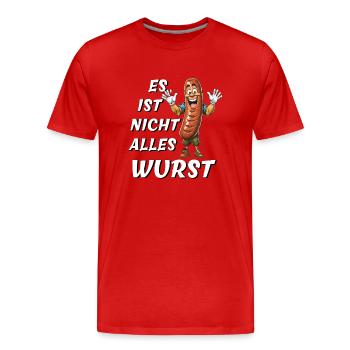 IL N’Y A PAS QUE DES SAUCISSES - T-shirt bio Premium Homme - rouge - Devant - Damien (186cm)