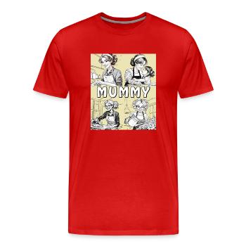 FRAU HAUSARBEIT MUMMY - Männer Premium Bio T-Shirt - Rot - Vorne - Damien (186cm)