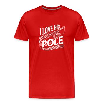 Ich liebe seine Stange - Männer Premium Bio T-Shirt - Rot - Vorne - Damien (186cm)
