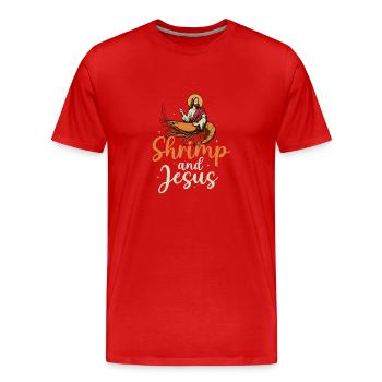 Shrimp And Jesus Seafood Shrimp Lover - Männer Premium Bio T-Shirt - Rot - Vorne - Damien (186cm)