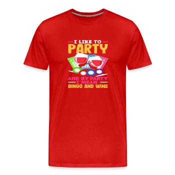 Bingo Spieler Party Mit Bingo Und Wein - Männer Premium Bio T-Shirt - Rot - Vorne - Damien (186cm)