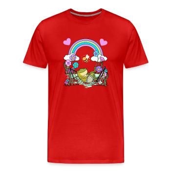 Grenouille Grenouilles Enfants Enfant - T-shirt bio Premium Homme - rouge - Devant - Damien (186cm)