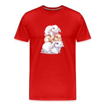 Cute Rabbit Stack for Rabbit Lovers - Men's Premium Organic T-Shirt - red - Front - Damien (186cm)