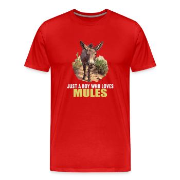 Mules Mule - Men's Premium Organic T-Shirt - red - Front - Damien (186cm)