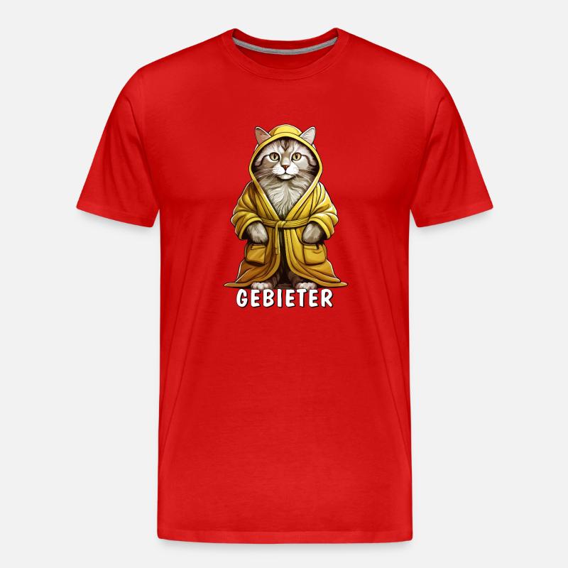 KATZE MANTEL GEBIETER - Männer Premium Bio T-Shirt - Rot