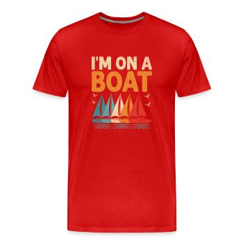 Ich bin auf einem Boot Paddelboot - Männer Premium Bio T-Shirt - Rot - Vorne - Damien (186cm)