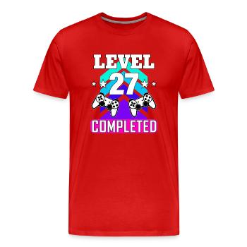 gaming birthday haha like - Men's Premium Organic T-Shirt - red - Front - Damien (186cm)