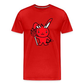 Hase Teufel Dämon Böse Satan Hölle Dreizack Kostüm - Männer Premium Bio T-Shirt - Rot - Vorne - Damien (186cm)