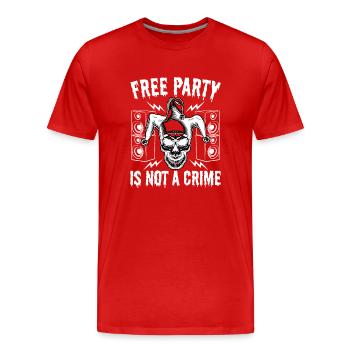 Free Party Tekno Clown Soundsystem DJ Rave Techno - T-shirt bio Premium Homme - rouge - Devant - Damien (186cm)