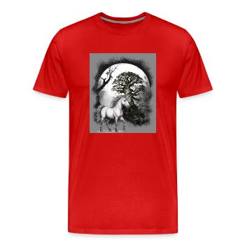 Licorne Licornes Cheval - T-shirt bio Premium Homme - rouge - Devant - Damien (186cm)