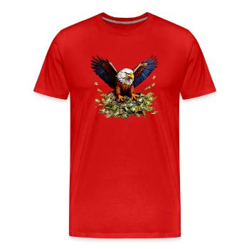 Eagle, Money - Men's Premium Organic T-Shirt - red - Front - Damien (186cm)