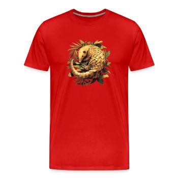 Schuppentiere Pangolin Schuppentier - Männer Premium Bio T-Shirt - Rot - Vorne - Damien (186cm)