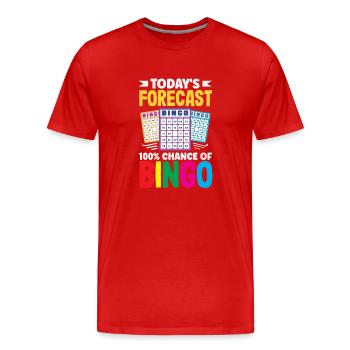 100% Chance Of Bingo Vorhersage - Männer Premium Bio T-Shirt - Rot - Vorne - Damien (186cm)