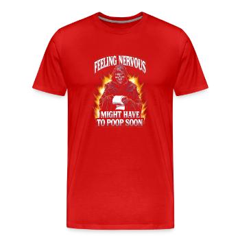 Intestin irritable Syndrom Faucheur IBS Goth Caca Humour - T-shirt bio Premium Homme - rouge - Devant - Damien (186cm)